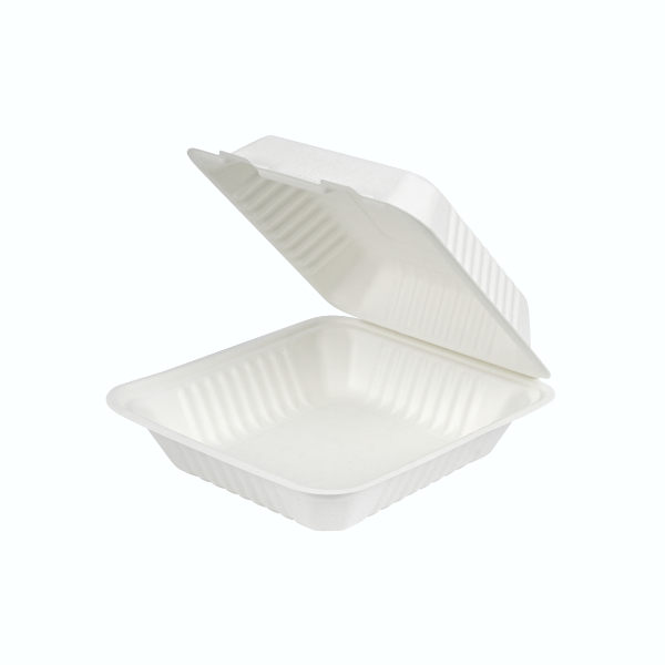 9x9" Bagasse Clamshell - Kego Co., LTD