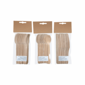 Wooden Cutlery Bag with Hang Tag